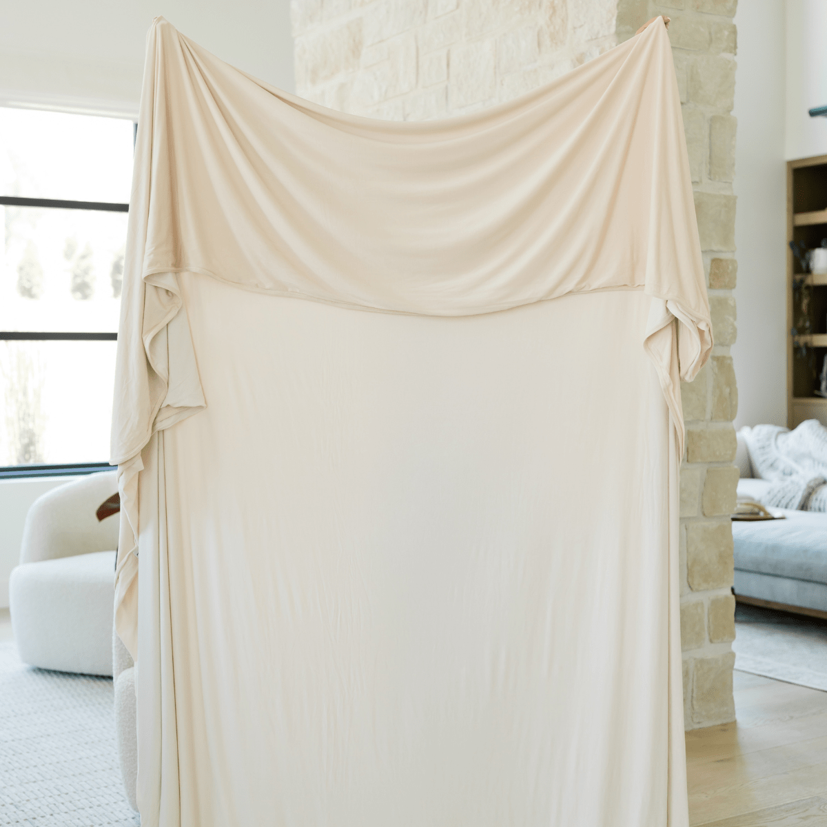 Temperature regulating bed blankets that are double layered for extra coziness without extra heat.