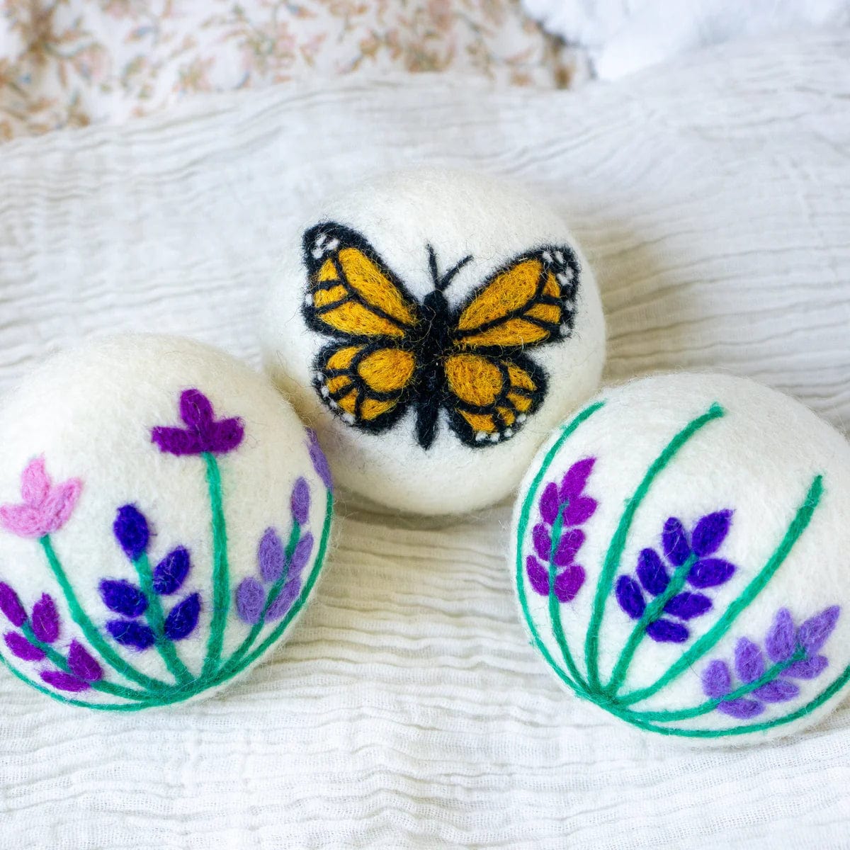 FriendSheep- Butterfly Lavender Fields - Monarch Eco Dryer Balls - Set of 3
