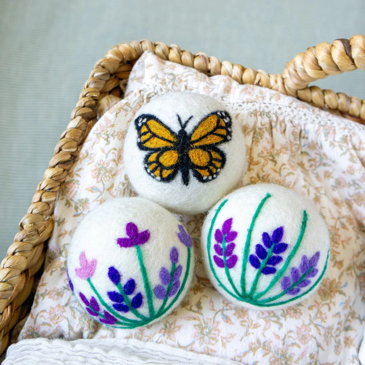 FriendSheep- Butterfly Lavender Fields - Monarch Eco Dryer Balls - Set of 3