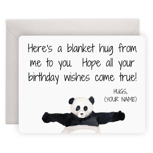 Card with a panda giving a hug.