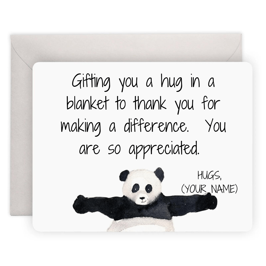 Panda hug card by artist E. Frances.