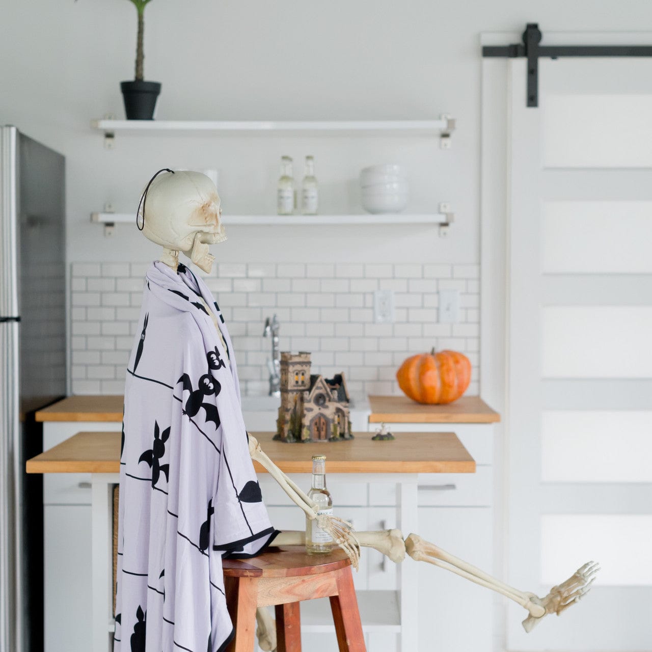 Cute and snarky Bat adult swaddle blanket for Halloween lovers.