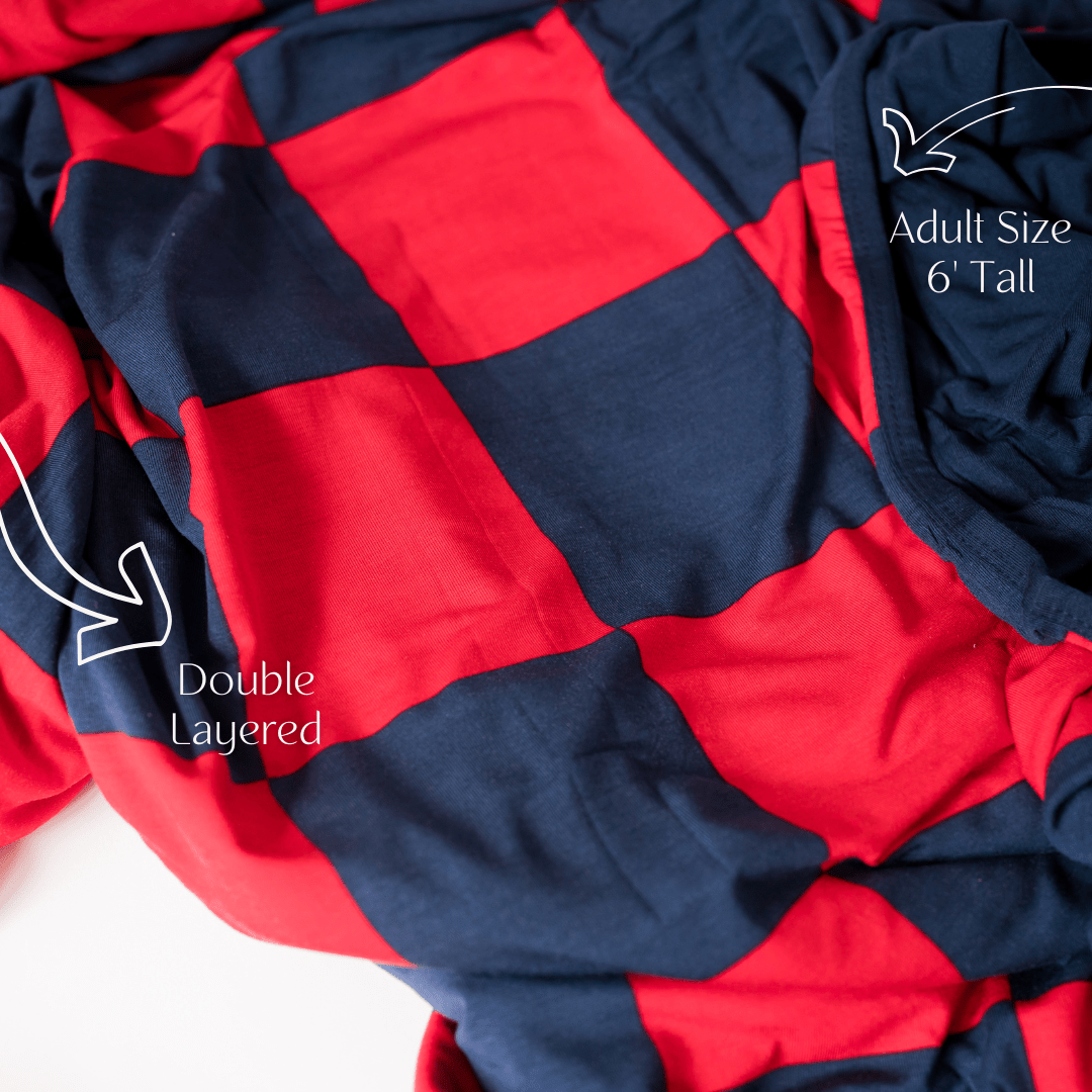 Red & Navy Adult Swaddle Blanket