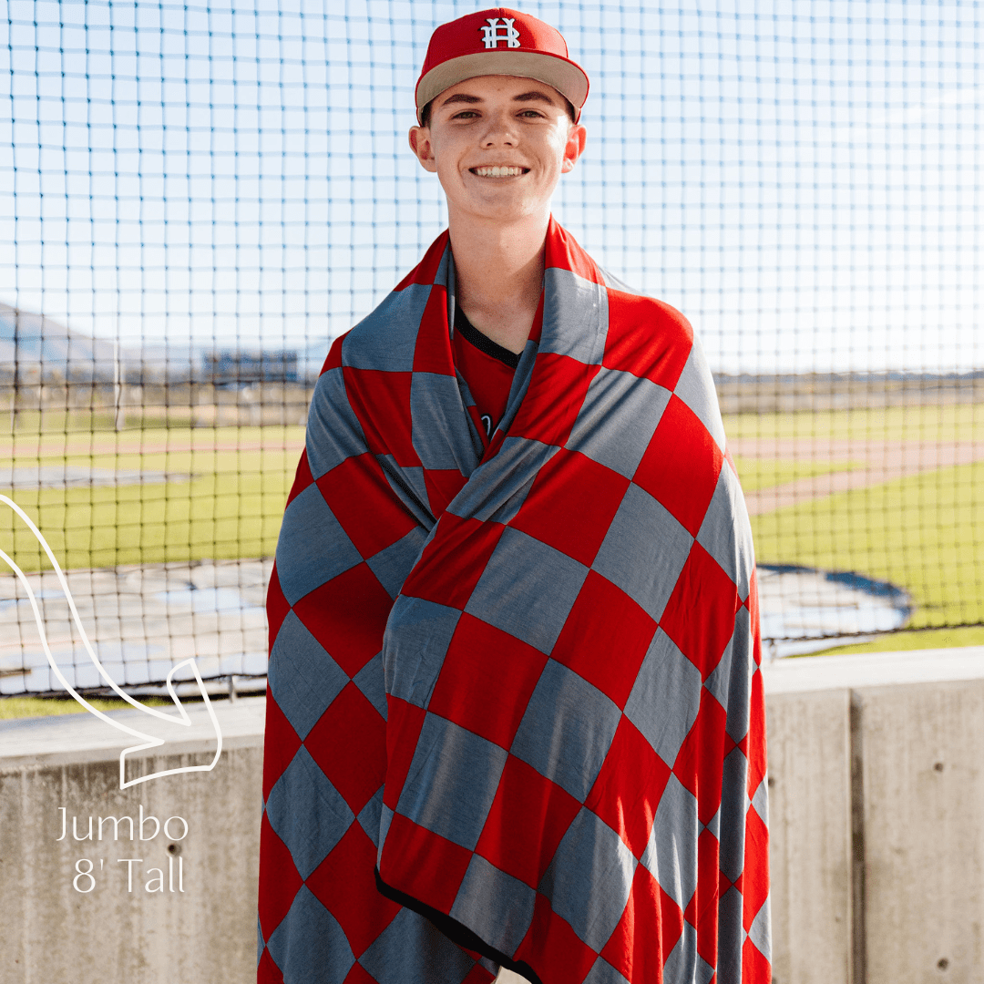 Red & Gray Adult Swaddle Blanket