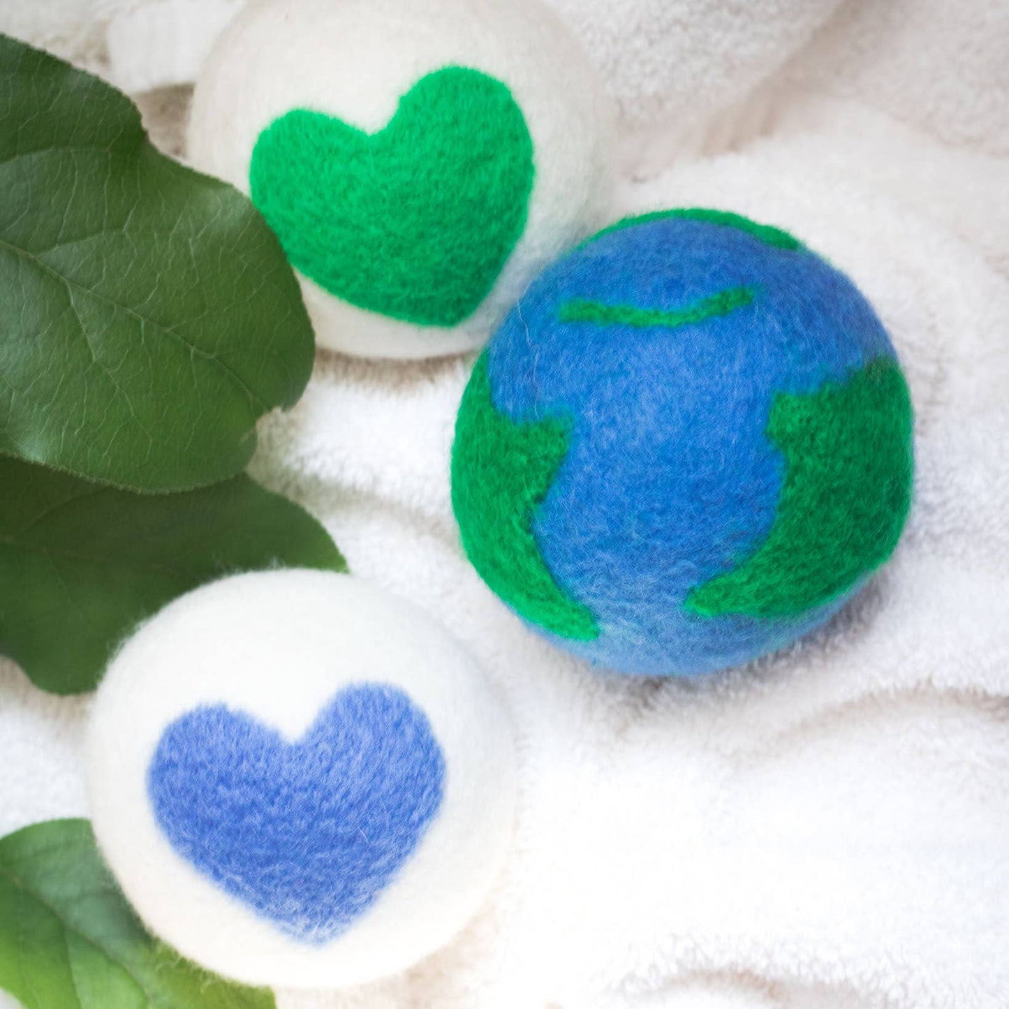 Love Your Mama Eco Wool Dryer Balls - (Earth, Hearts): With Bag