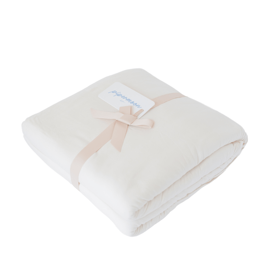 Two layered adult swaddle blankets, also known as Hug blankets, in Pearl, ivory. 