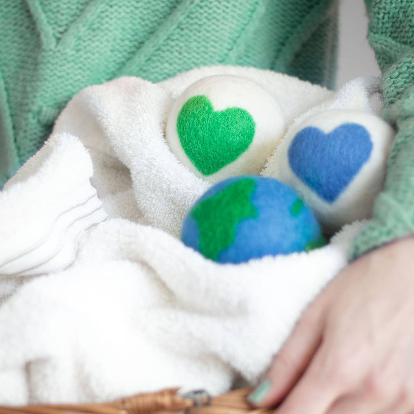 Love Your Mama Eco Wool Dryer Balls - (Earth, Hearts): With Bag