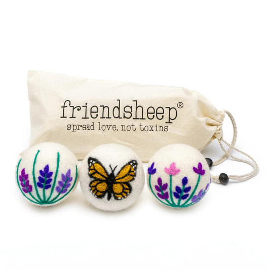 FriendSheep- Butterfly Lavender Fields - Monarch Eco Dryer Balls - Set of 3