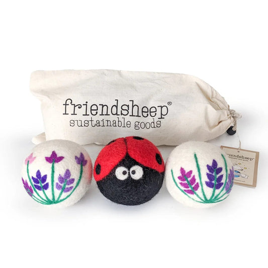 Friendsheep- Lavender Fields Ladybug Eco Dryer Balls - Set of 3