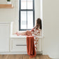 Large adult swaddle blanket, rainbows and burnt orange throw.