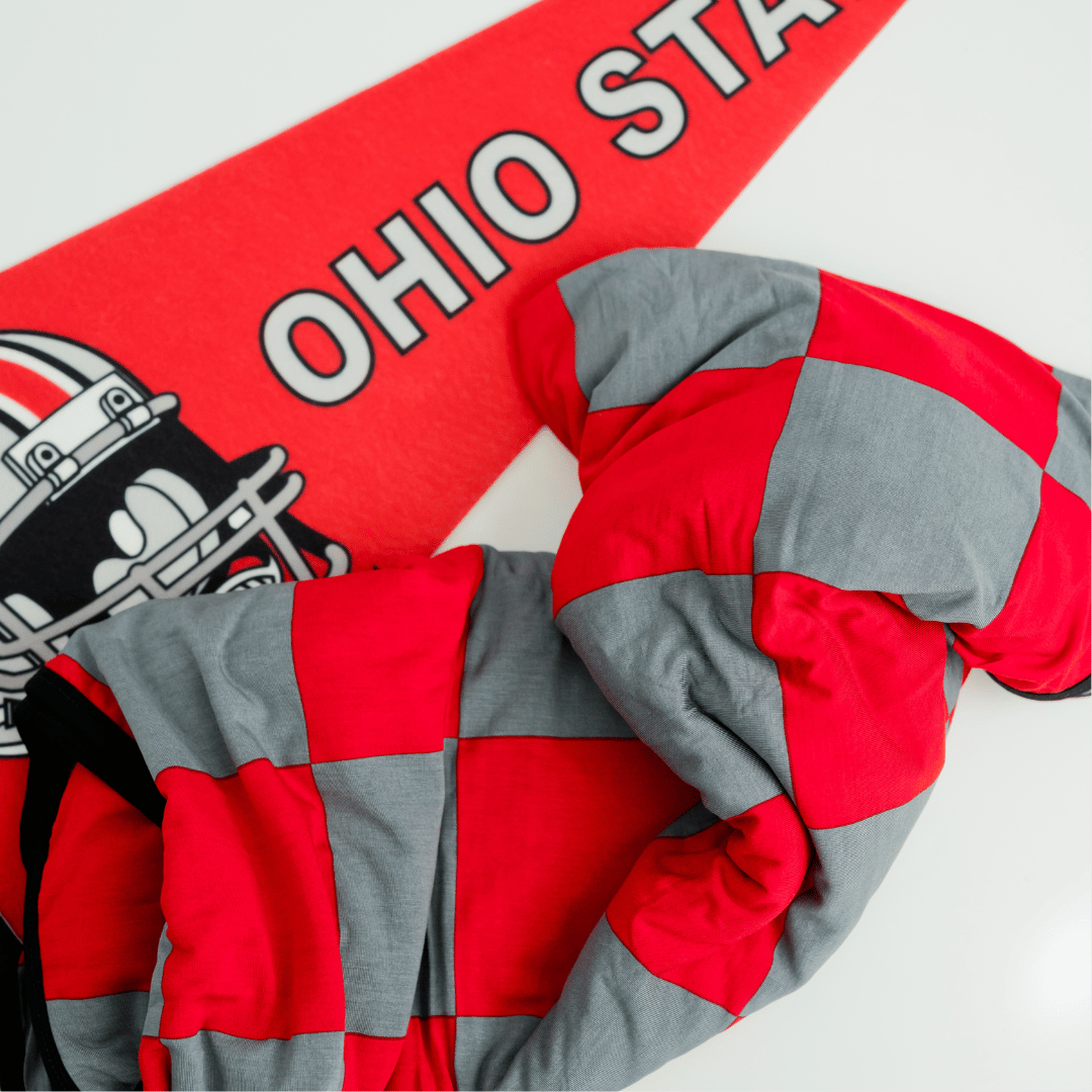 Ohio state football blanket, travel approved, stadium approved, football blanket, gameday blanket, watch party blanket, tailgating blanket, room decor, bedroom throw, gift guide for men.