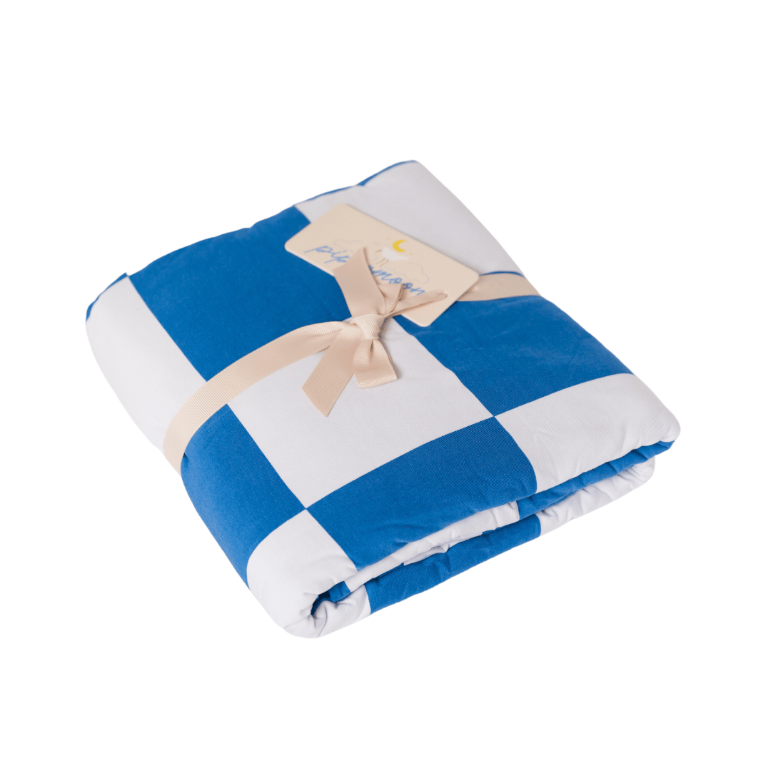 Blue and white checkered blanket for University of Kentucky fans.