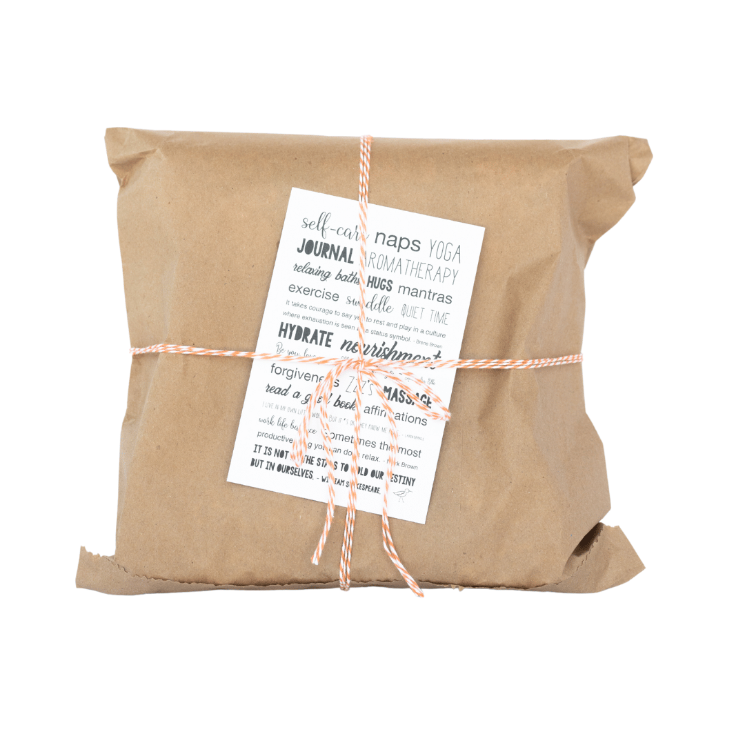 Make your blanket gift even more of giftable with our kraft paper gift wrap and orange and white twine.  