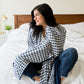 Best navy blue and white gingham checked throw blankets, reminiscent of Reese Witherspoon's style
